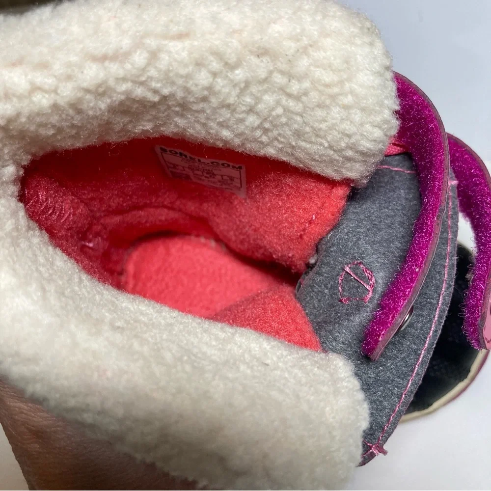 Sorel 1964 Pac Strap Baby Girl's 5 Winter Tropic Pink Suede Black Waterproof